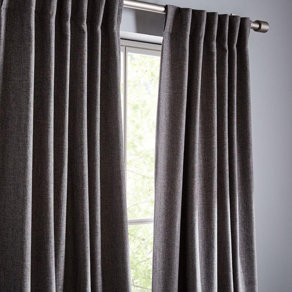 Crossweave Curtain Charcoal West Elm UK